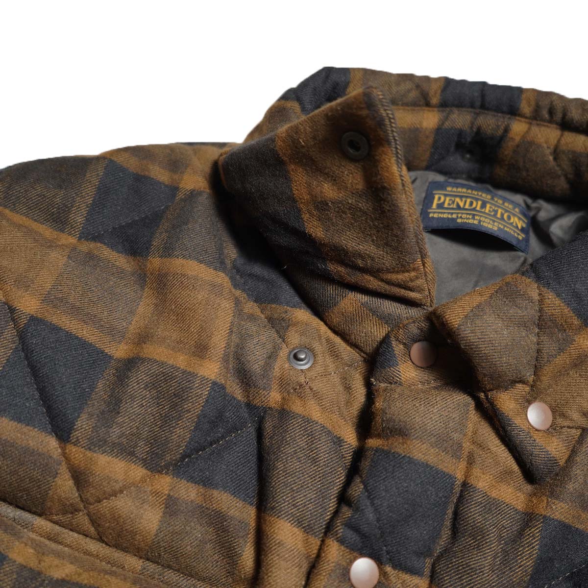 UNUSED×PENDLETON / US2585 Padding quilted check shirt (Brown×Black) 襟ボタン