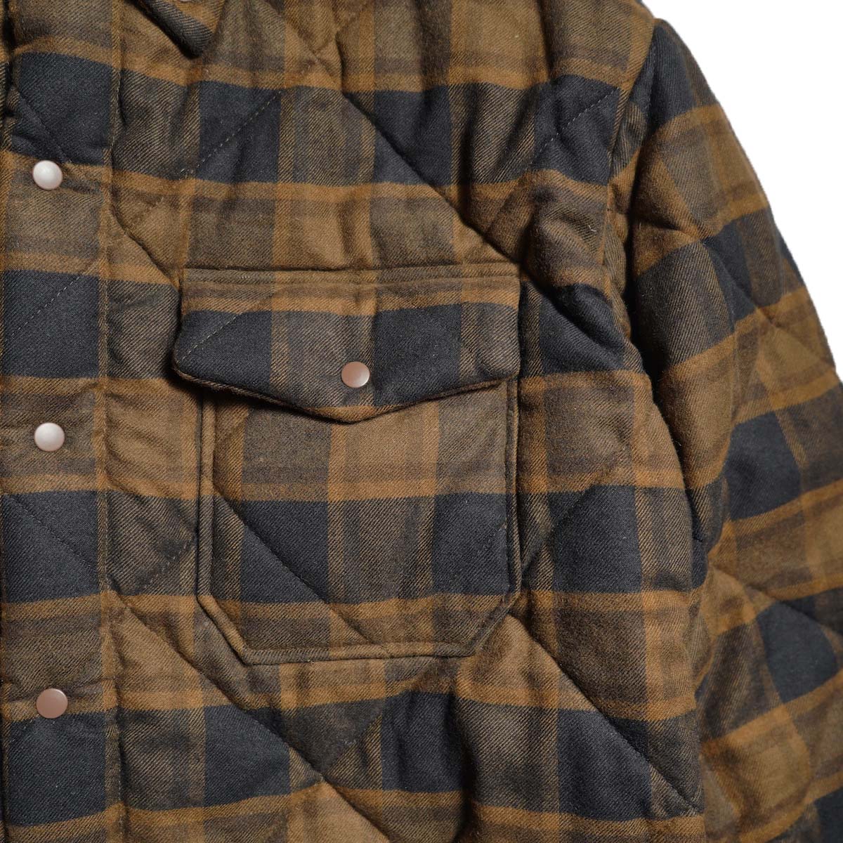 UNUSED×PENDLETON / US2585 Padding quilted check shirt (Brown×Black) 胸ポケット