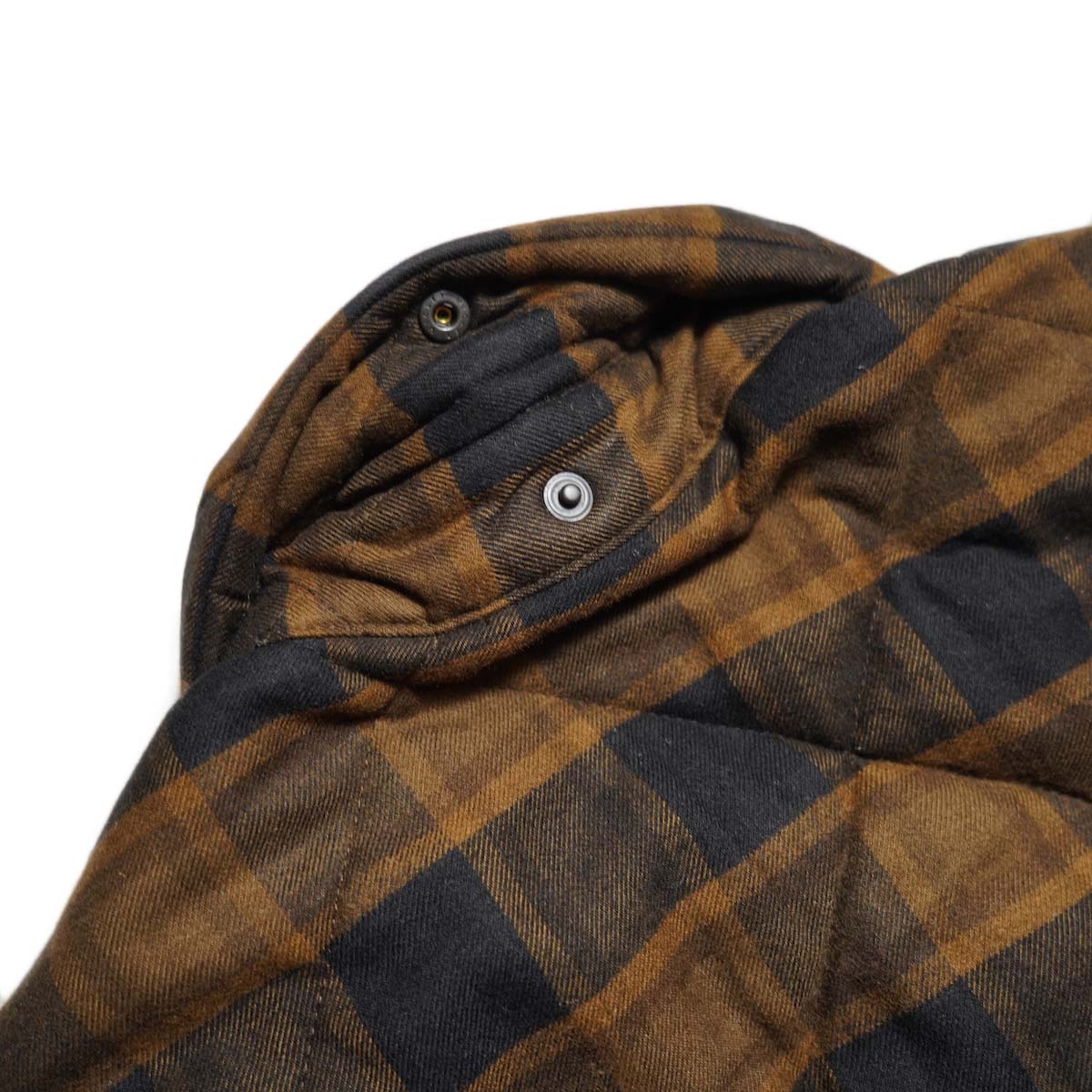 UNUSED×PENDLETON / US2585 Padding quilted check shirt (Brown×Black) ネックボタン
