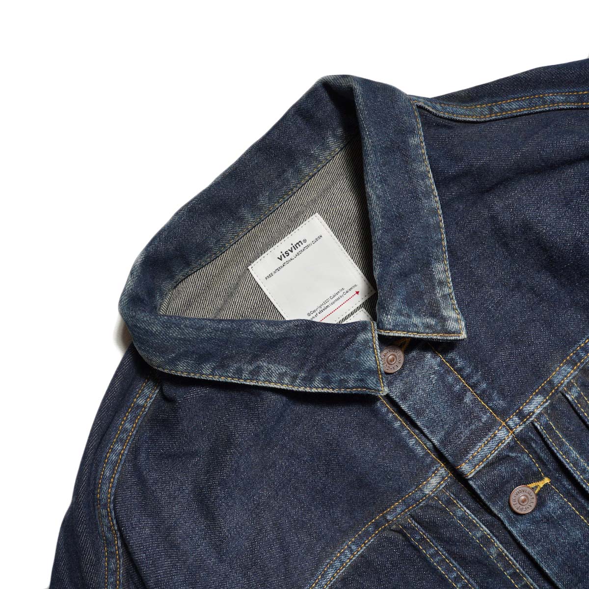 VISVIM / SS 102XX JKT DMGD MUD (Indigo) 襟元