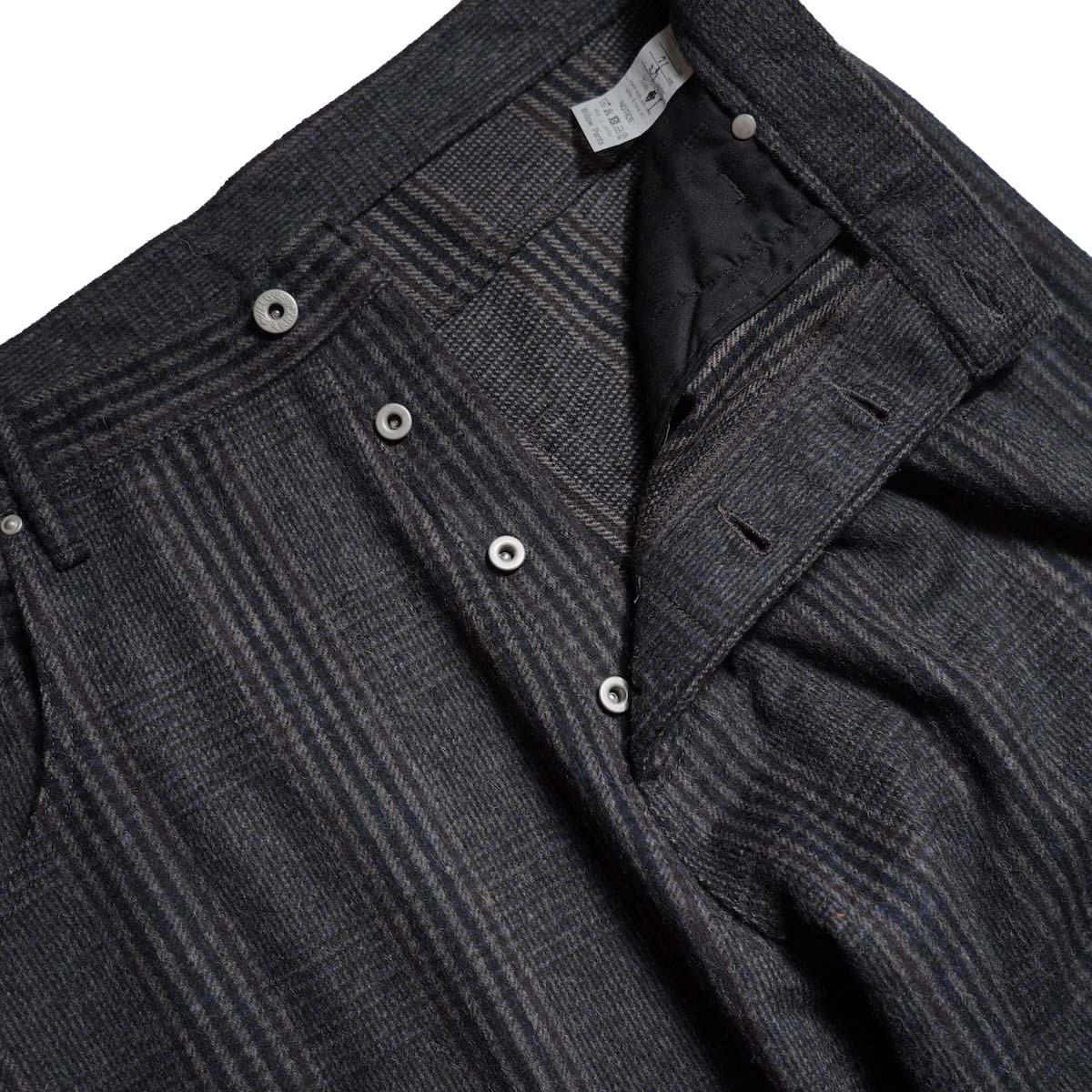 Willow Pants / P-018 Charcoal - Check ボタンフライ