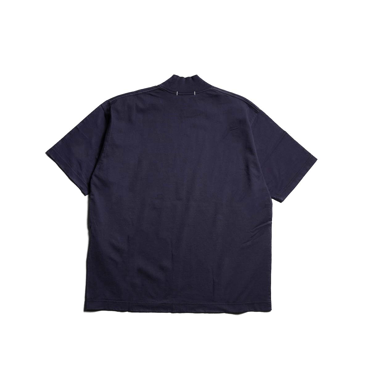 Y / ORGANIC COTTON JERSEY MOCK NECK SHORT SLEEVE T-SHIRT (Navy)