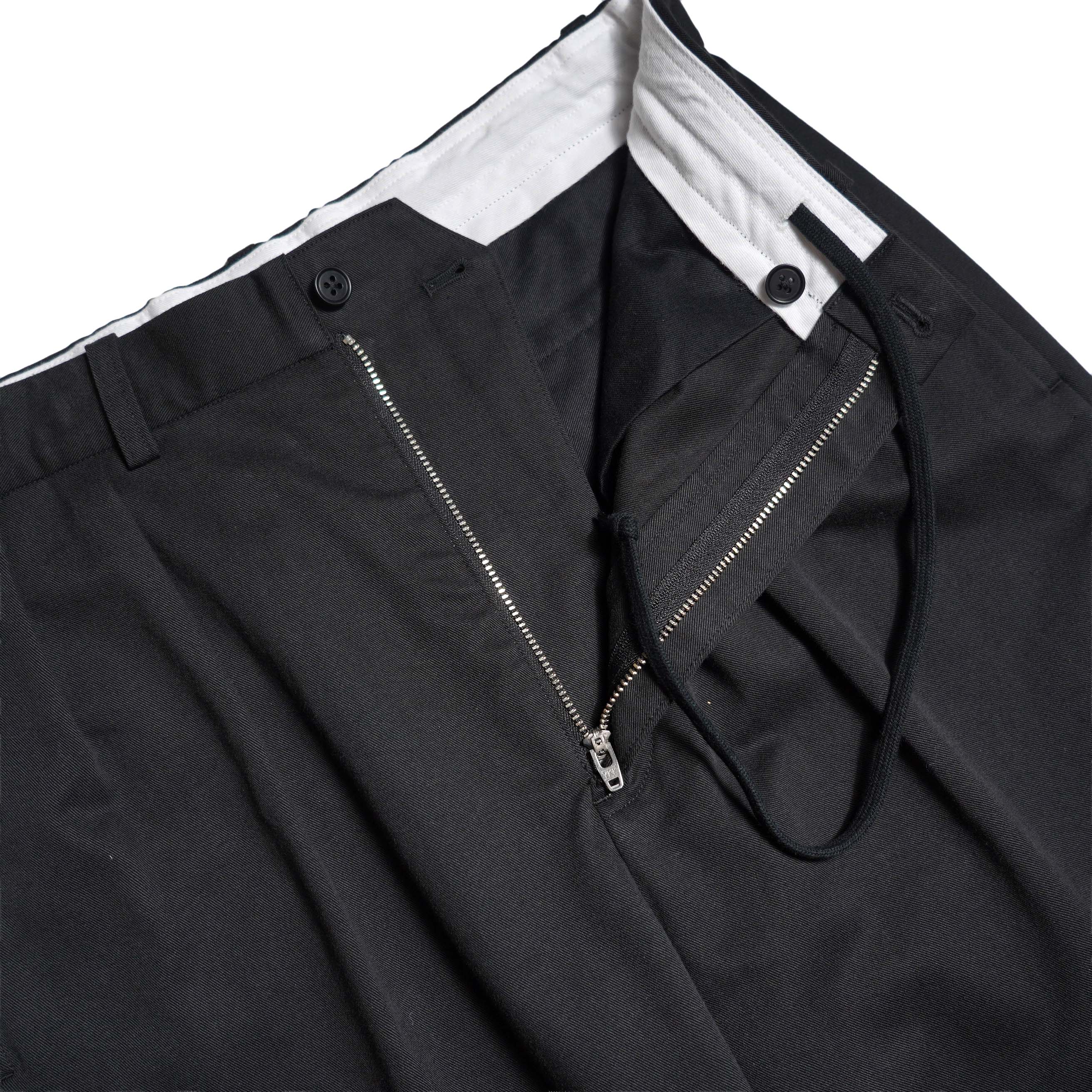 Y / ORGANIC COTTON TENCEL CHINO TROUSERS (Black) ドローコード