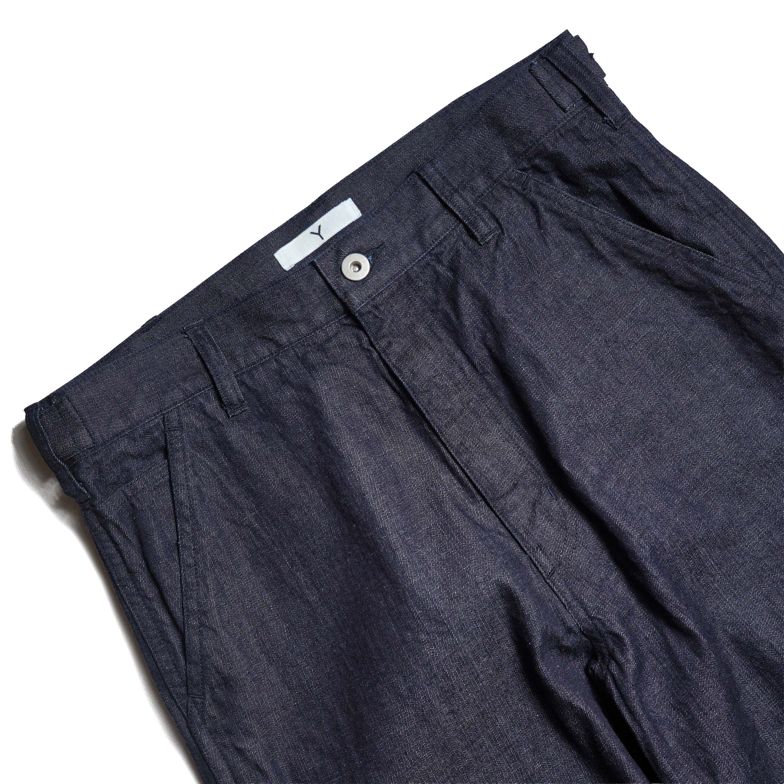 Y / ORGANIC COTTON LIGHT DENIM PAINTER PANTS (Navy) ウエスト