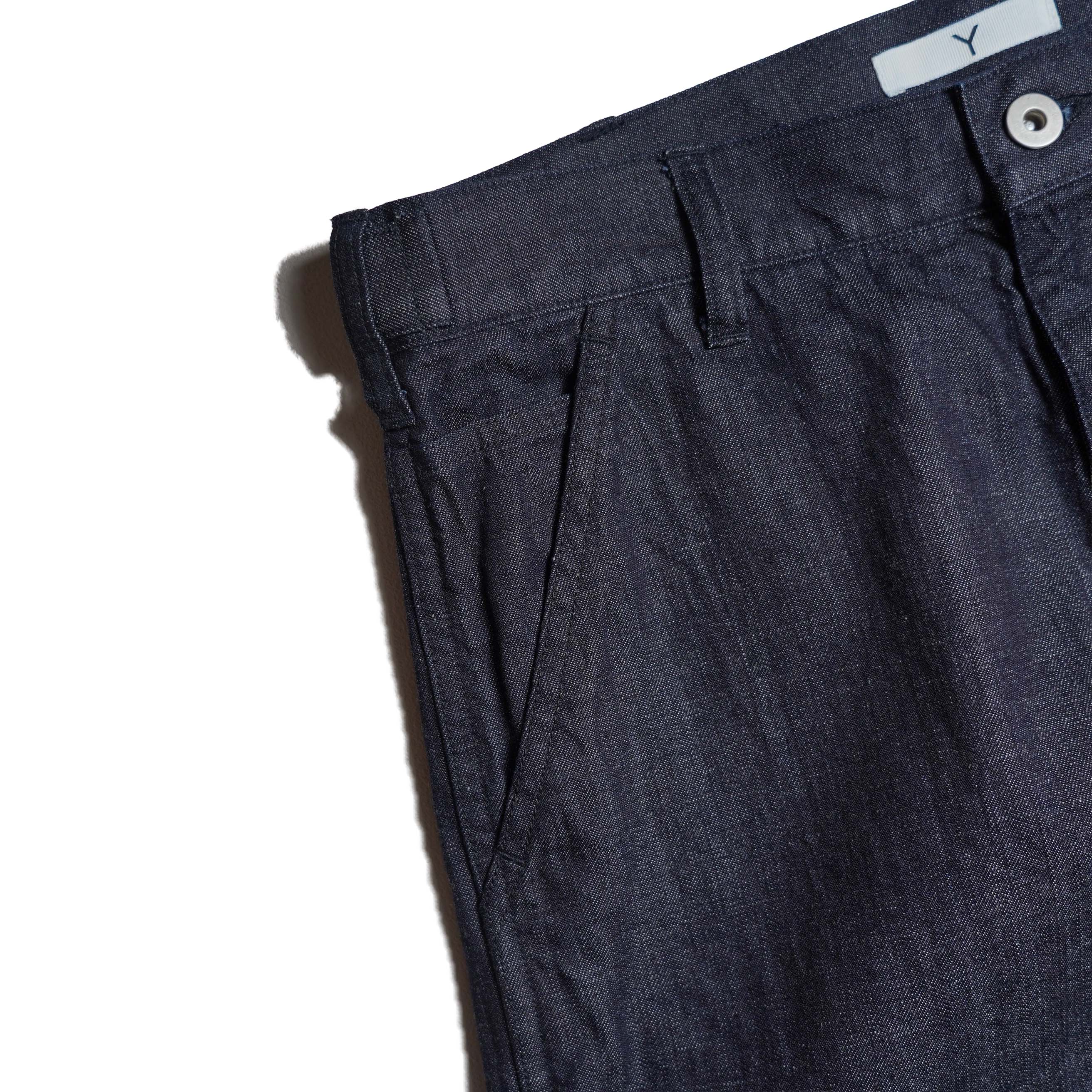 Y / ORGANIC COTTON LIGHT DENIM PAINTER PANTS (Navy) ポケット
