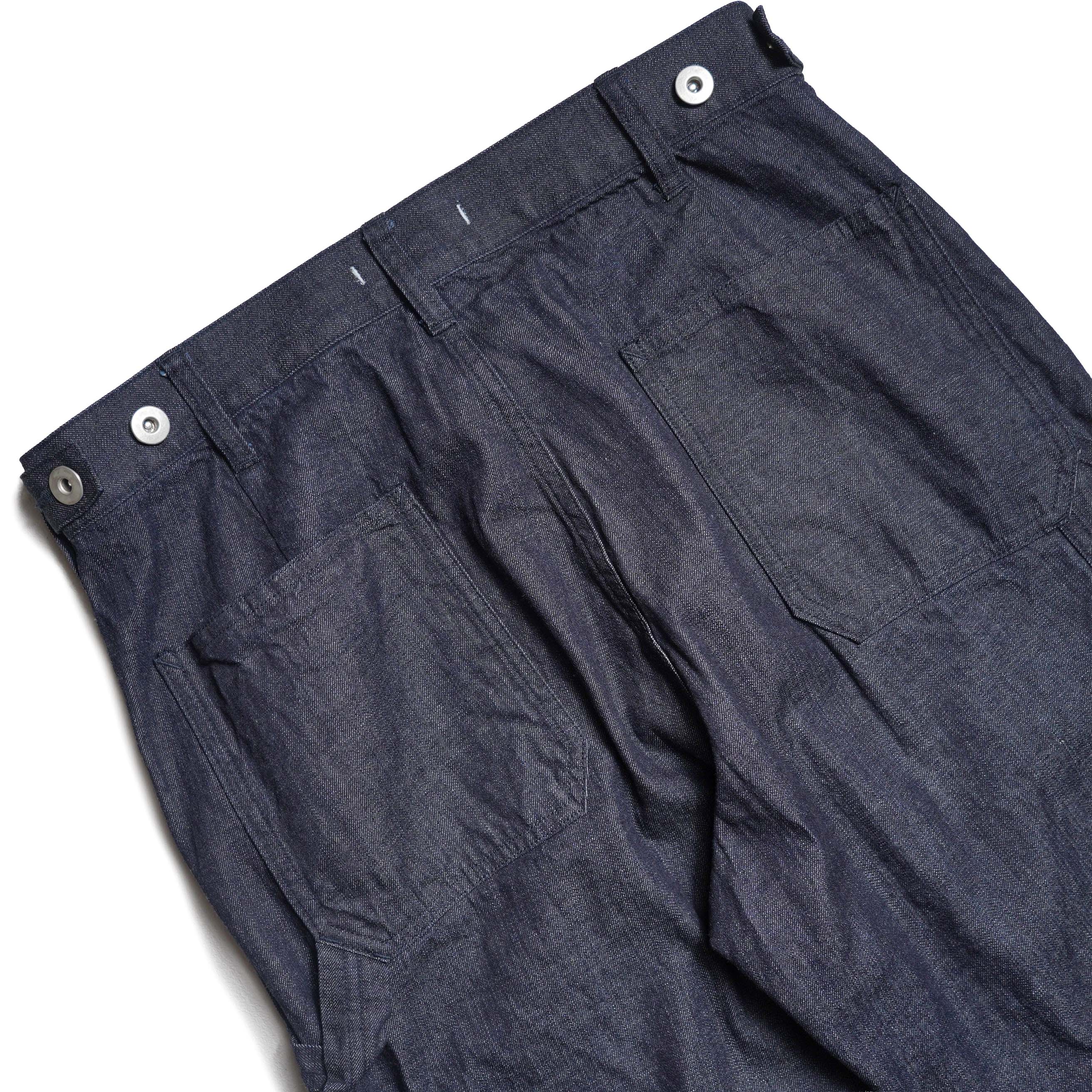 Y / ORGANIC COTTON LIGHT DENIM PAINTER PANTS (Navy) ヒップポケット