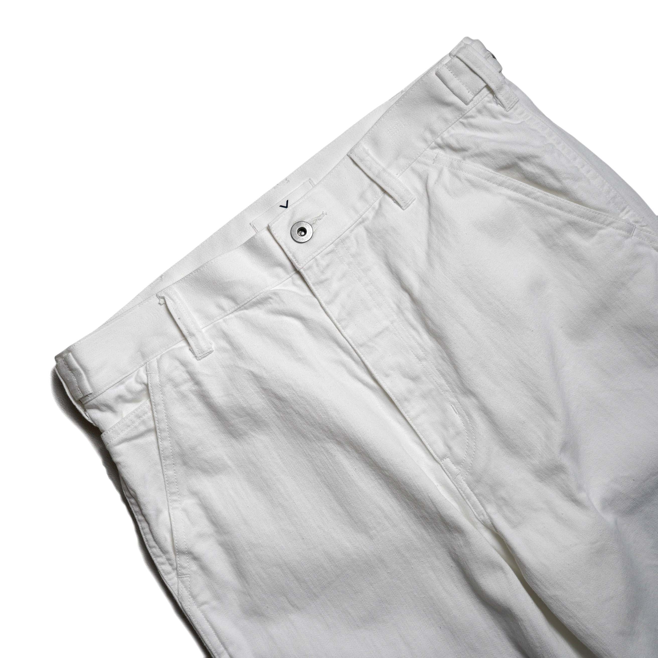 Y / ORGANIC COTTON LIGHT DENIM PAINTER PANTS  (White) ウエスト