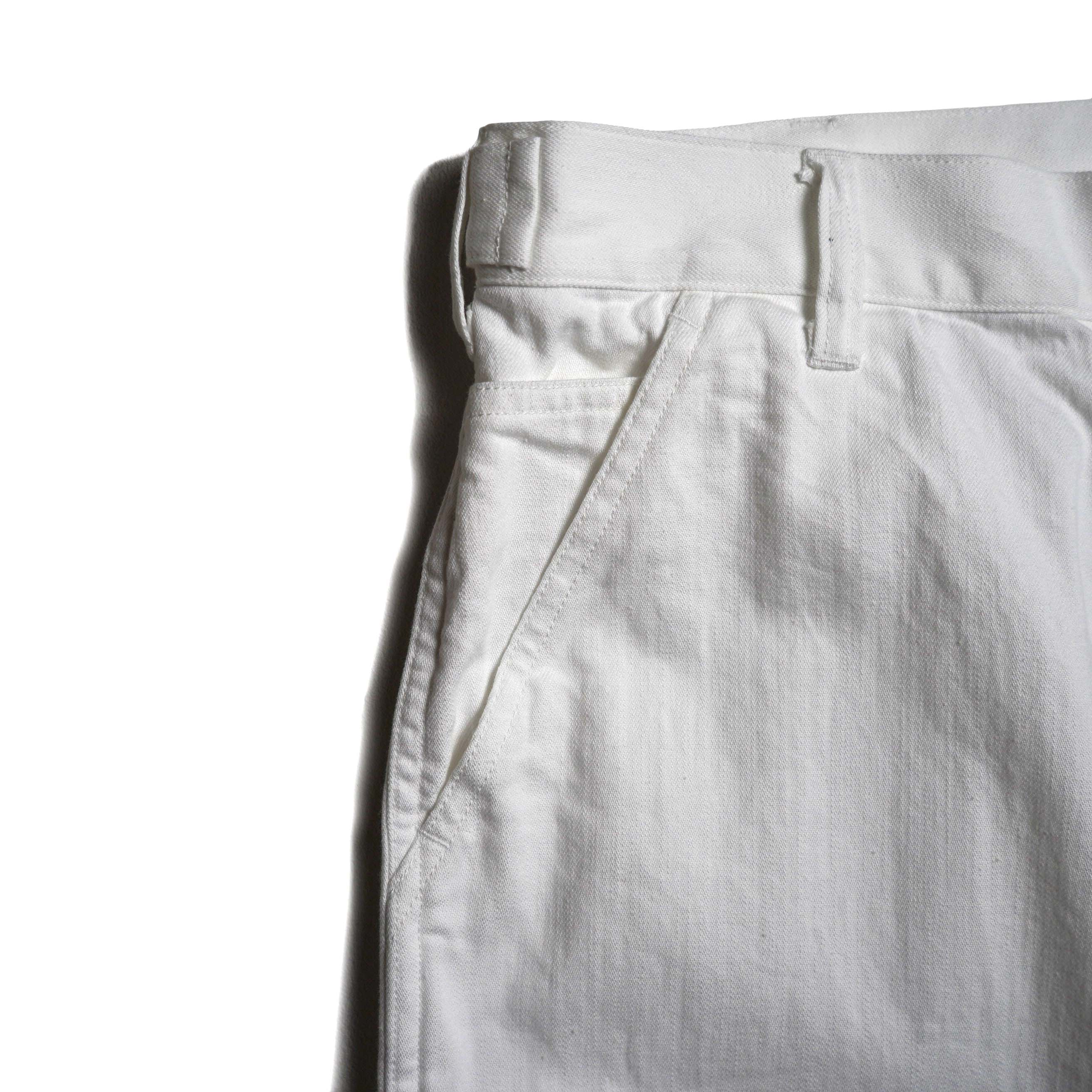 Y / ORGANIC COTTON LIGHT DENIM PAINTER PANTS  (White) ポケット