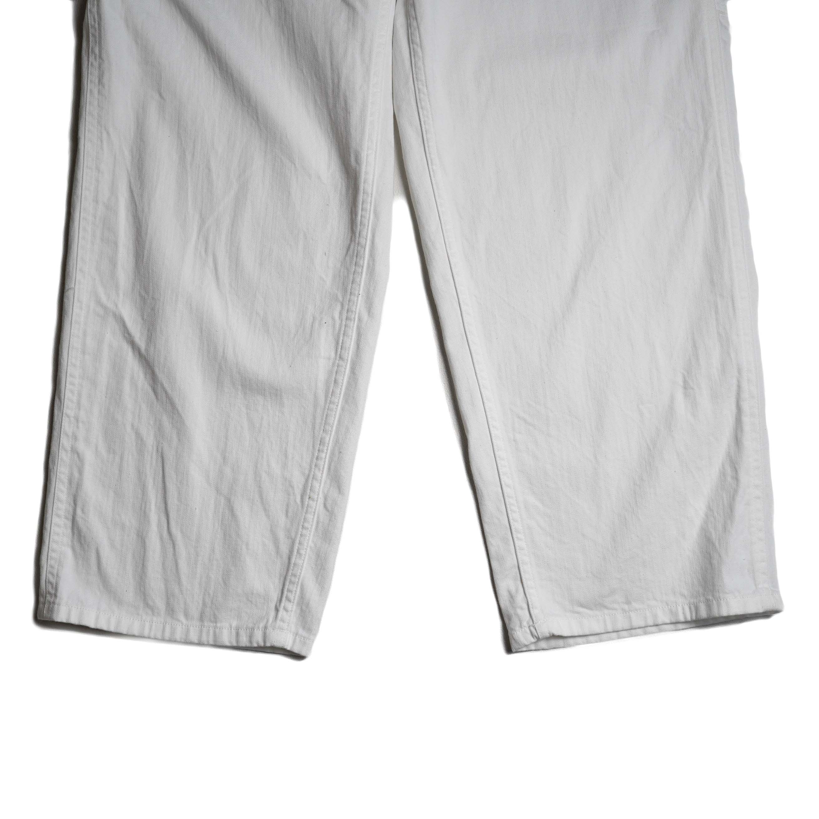 Y / ORGANIC COTTON LIGHT DENIM PAINTER PANTS  (White) 裾