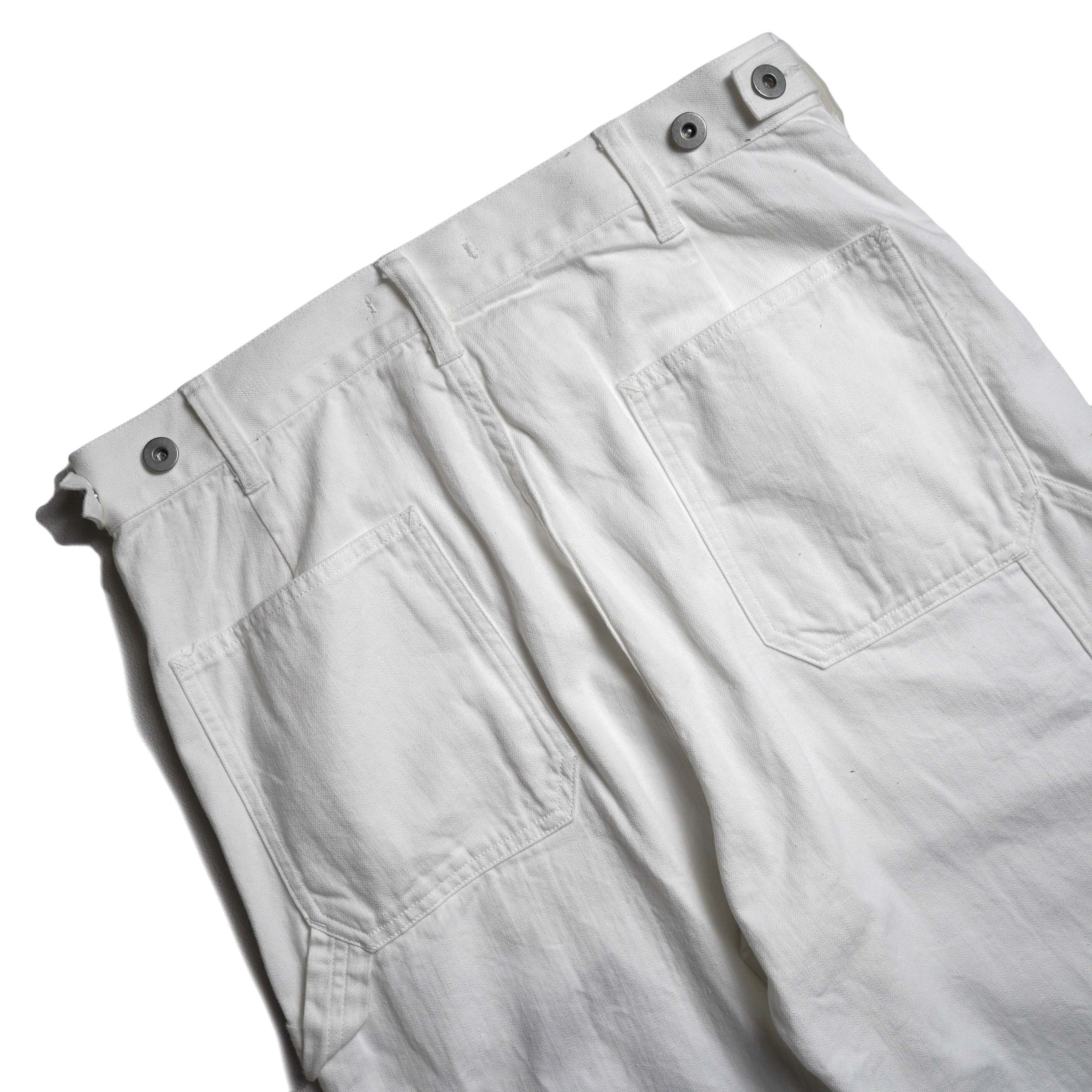 Y / ORGANIC COTTON LIGHT DENIM PAINTER PANTS  (White) ヒップポケット