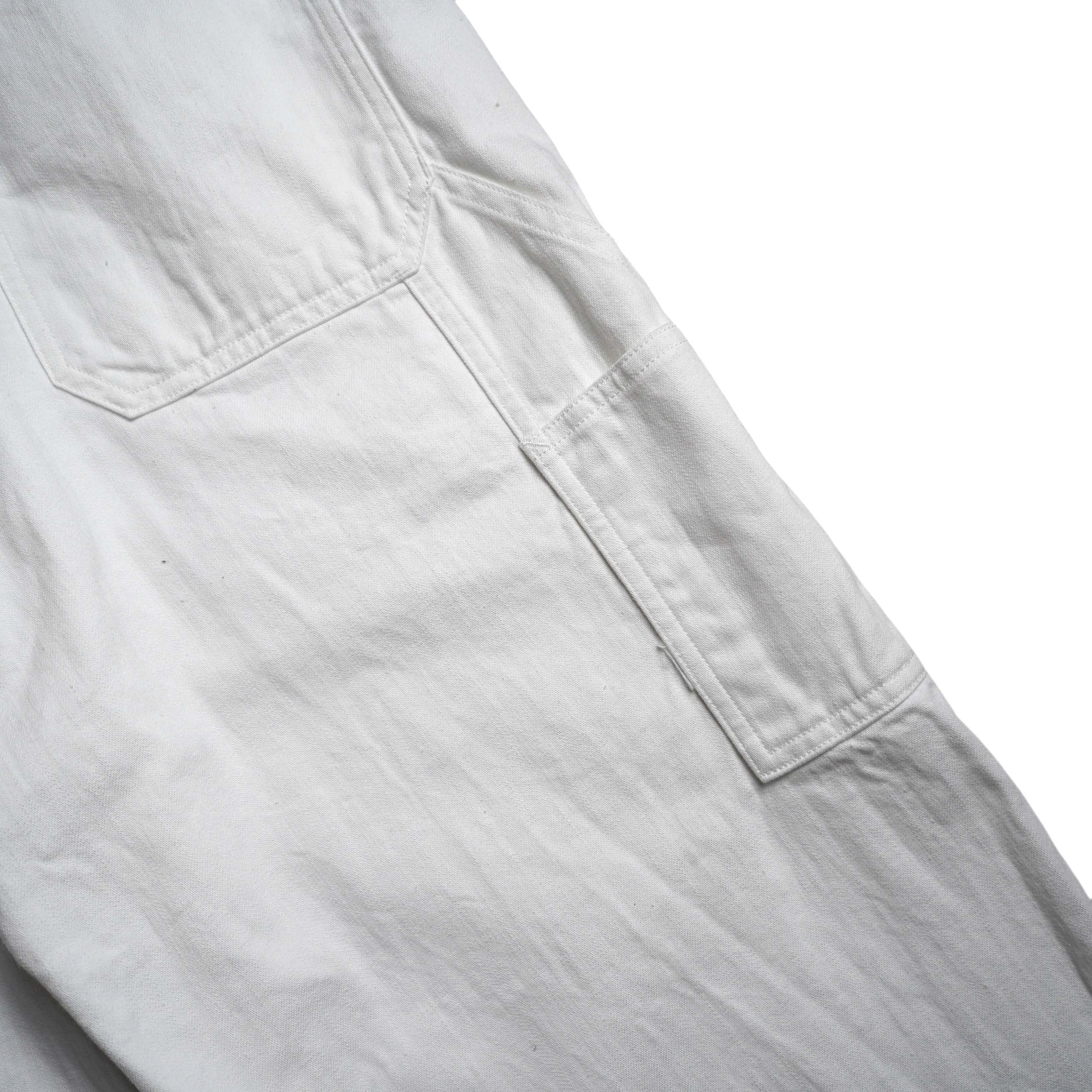 Y / ORGANIC COTTON LIGHT DENIM PAINTER PANTS  (White) ツールポケット