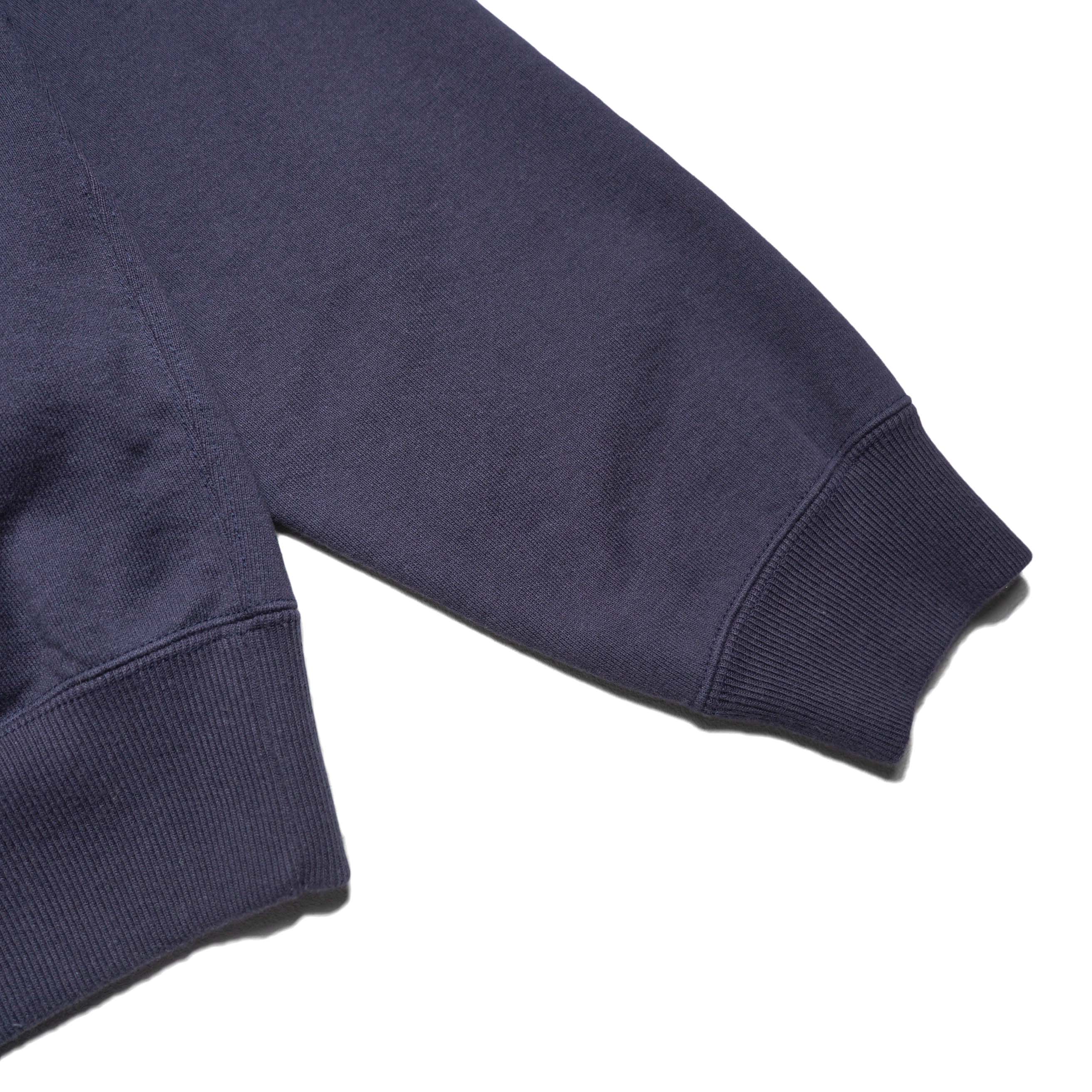 Y / ORGANIC COTTON HEAVY WEIGHT FLEECE SNAP CARDIGAN (Navy) 袖先