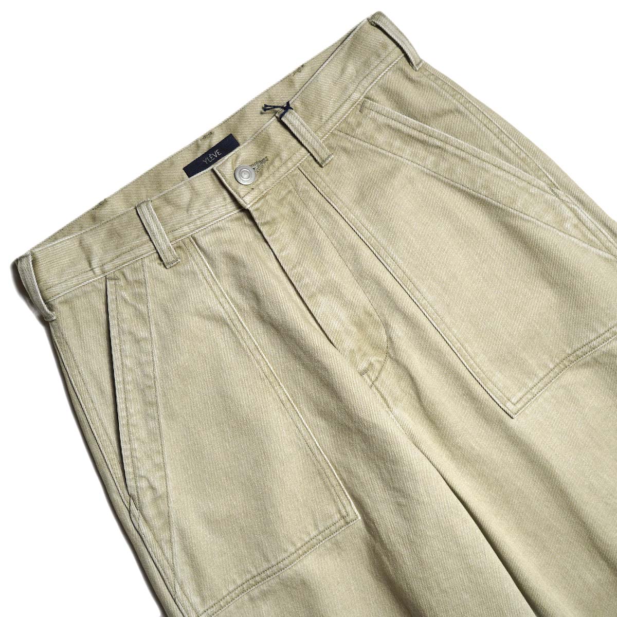 YLÈVE / SUN-FADED COTTON TWILL PANTS (Sage) ウエスト