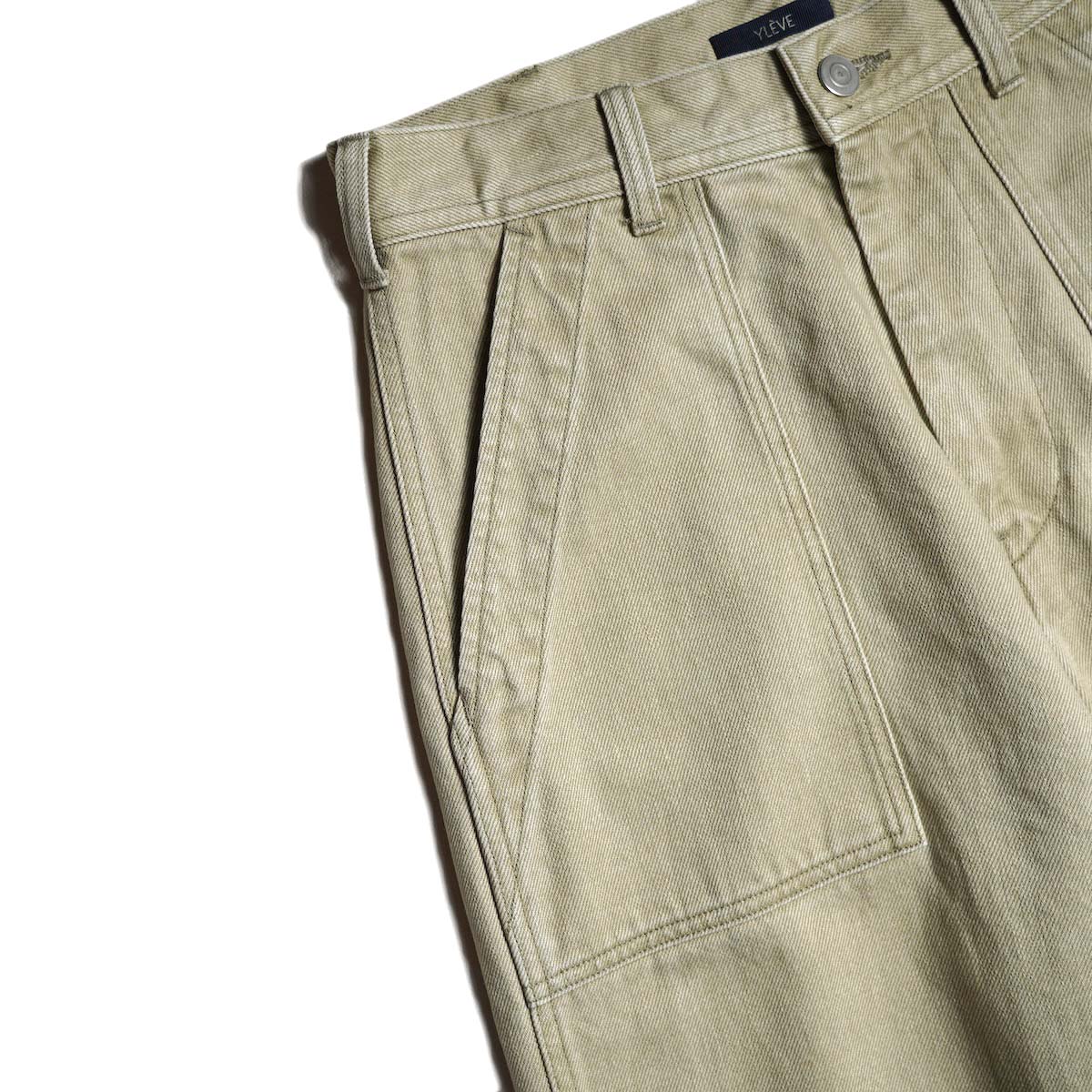 YLÈVE / SUN-FADED COTTON TWILL PANTS (Sage) ポケット