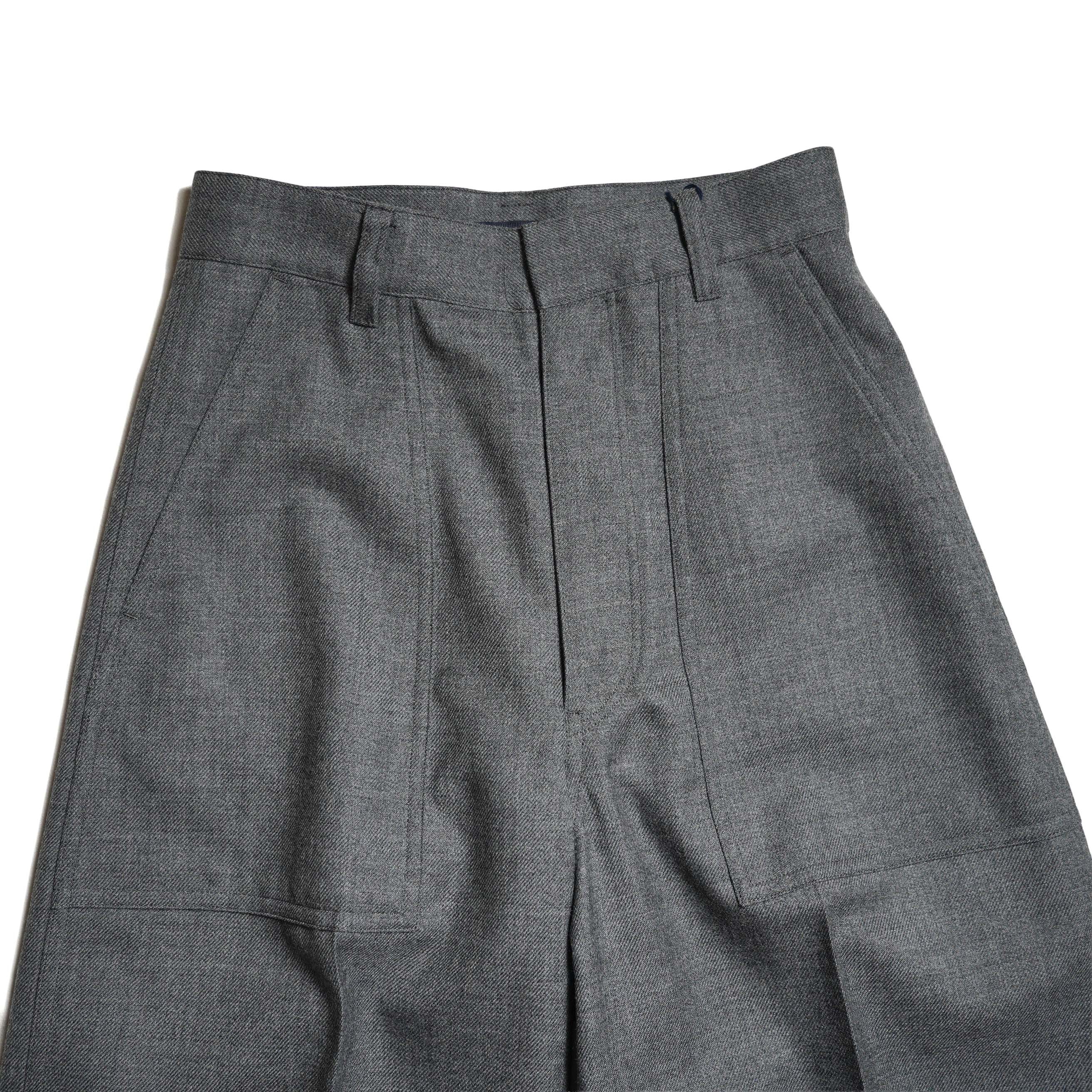 YLÈVE /  DRY WOOL TWILL TROUSERS (Charcoal) ウエスト