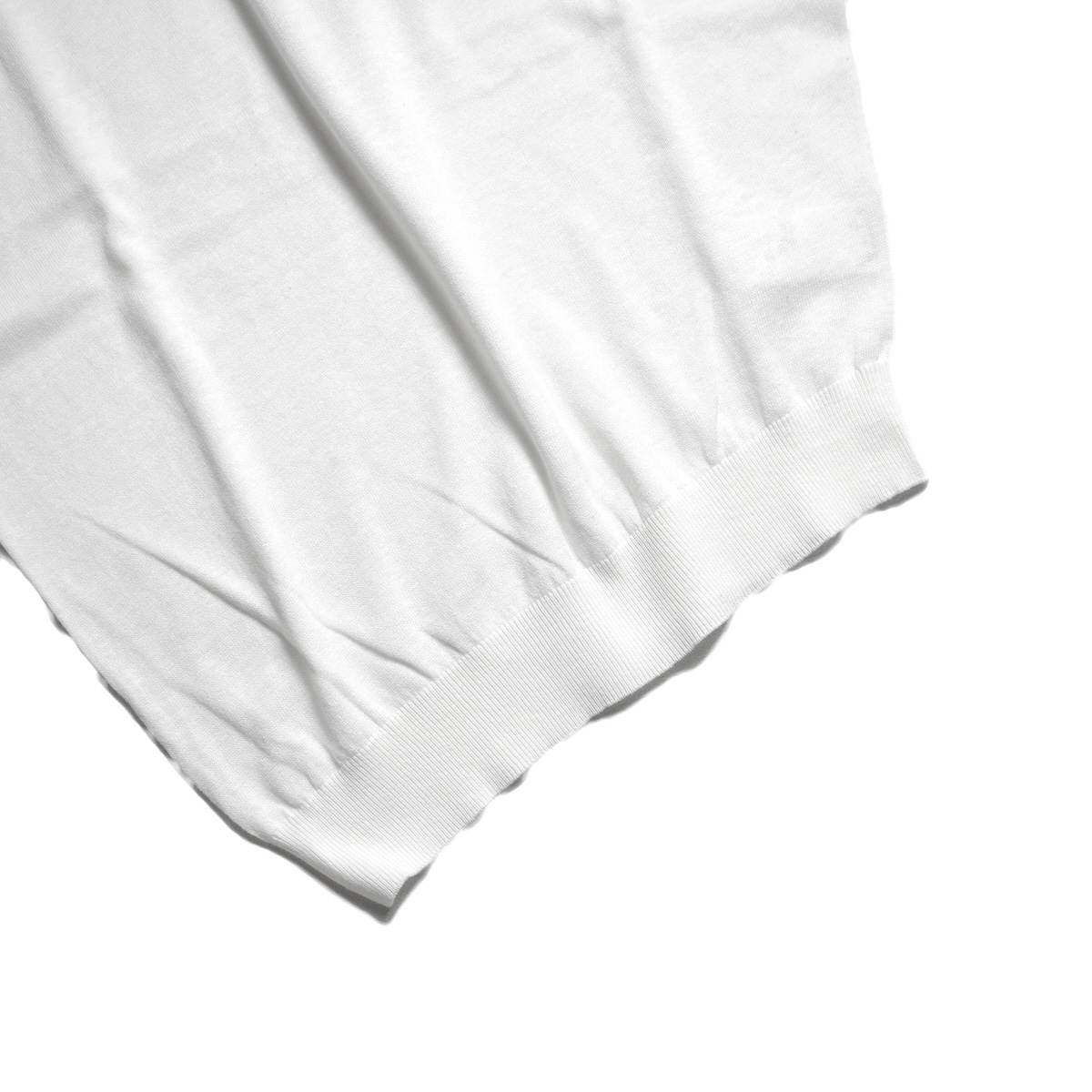 YLEVE / COTTON LINEN KNIT ASYMMETRY PULLOVER (White) 裾