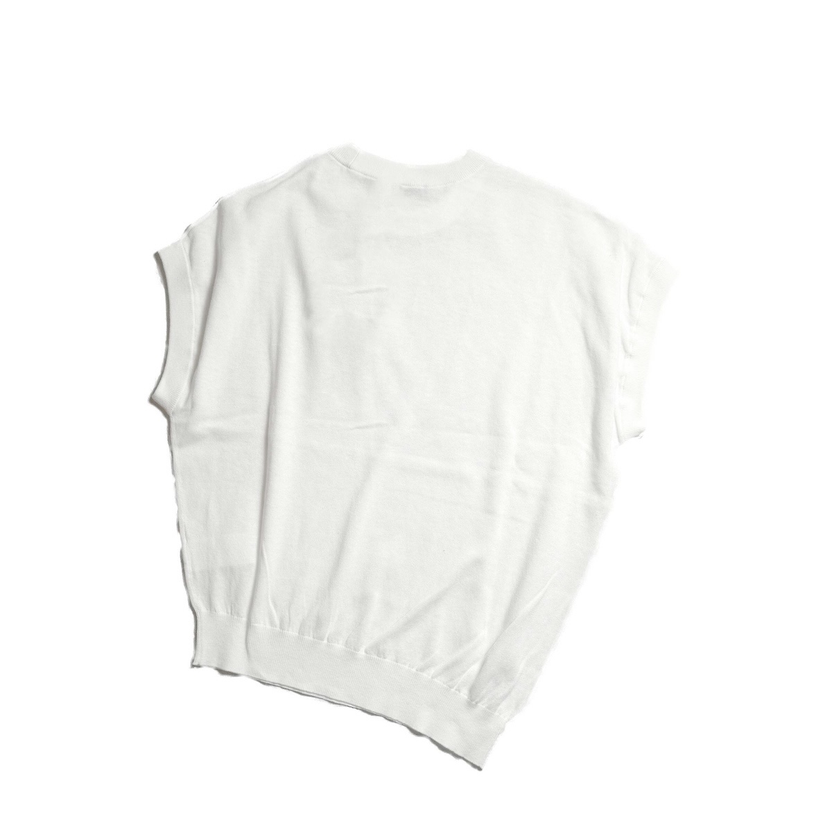 YLEVE / COTTON LINEN KNIT ASYMMETRY PULLOVER (White) 背面
