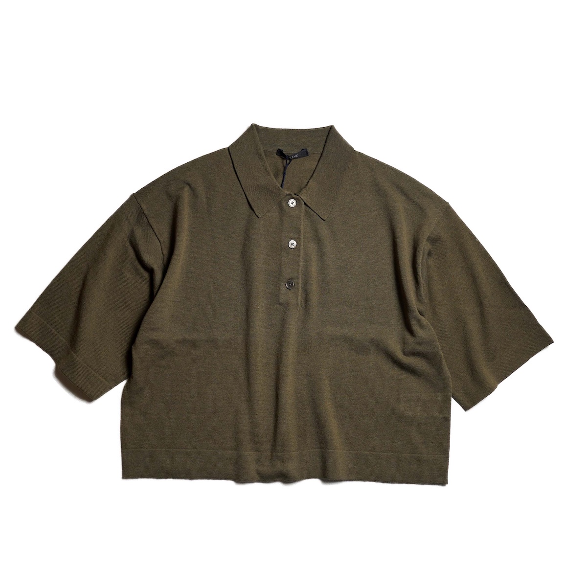 YLEVE / COTTON LINEN KNIT POLO (Khaki) 正面
