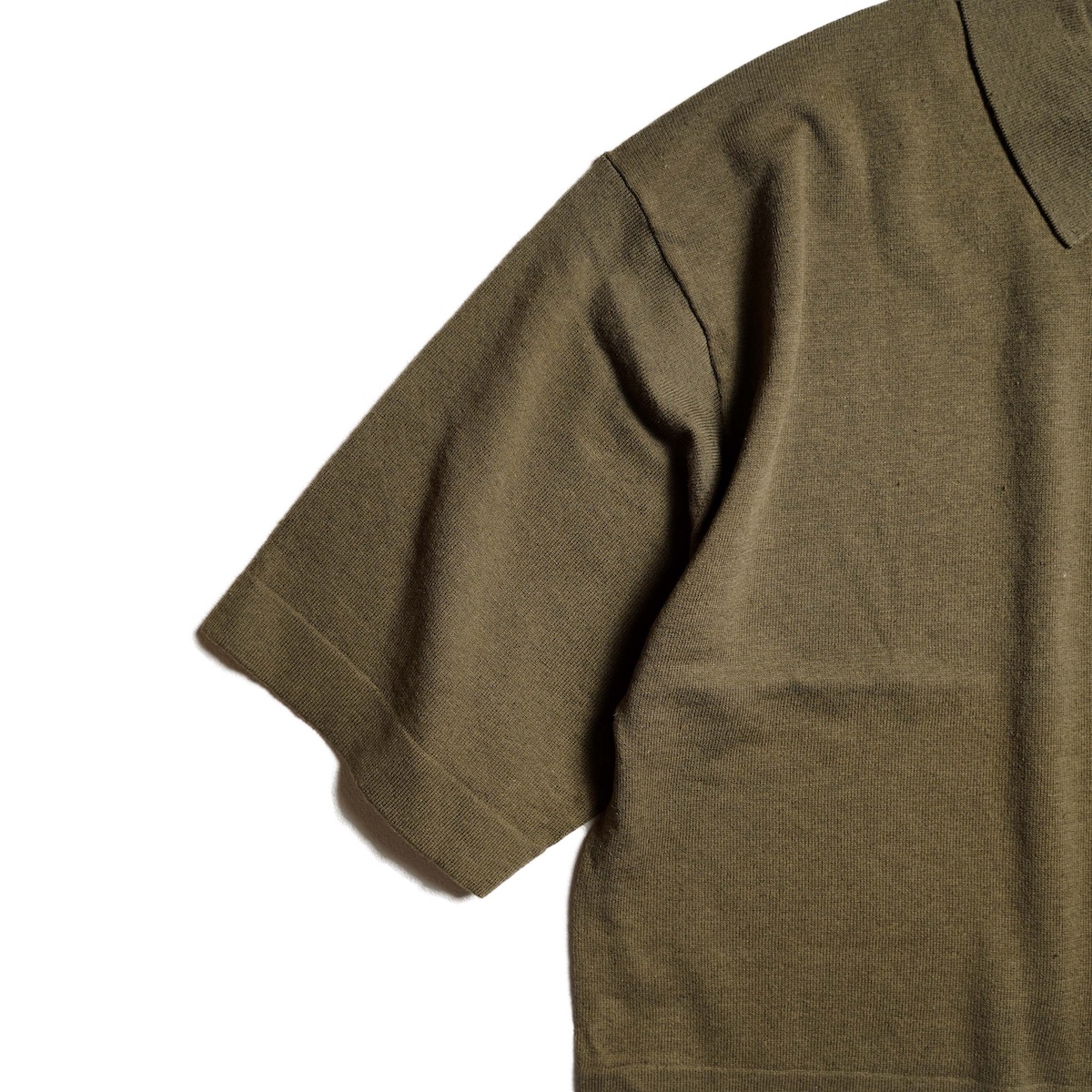 YLEVE / COTTON LINEN KNIT POLO (Khaki) 袖