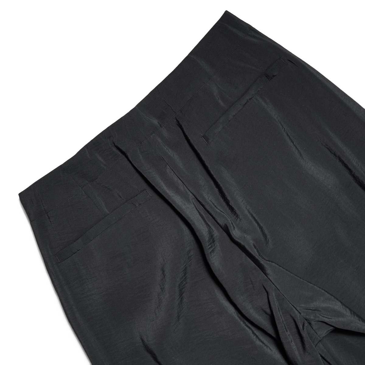 YLÈVE / RAYON-POLYESTER BROAD TROUSERS (Black) ヒップポケット