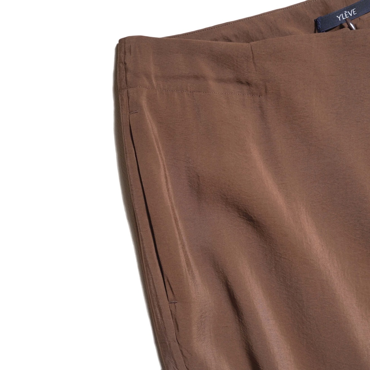 YLÈVE / RAYON-POLYESTER BROAD TROUSERS (Brown) ポケット