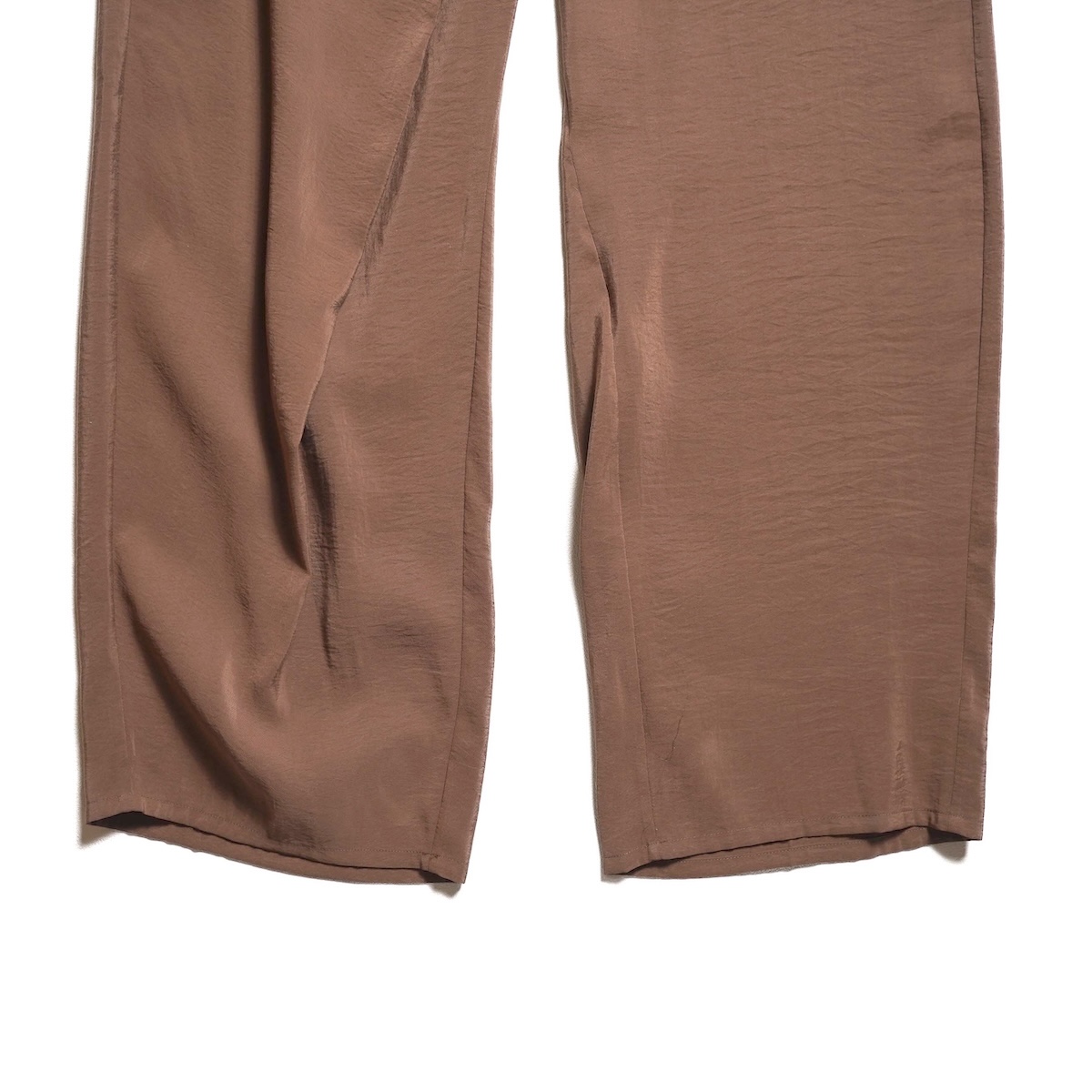 YLÈVE / RAYON-POLYESTER BROAD TROUSERS (Brown) 裾