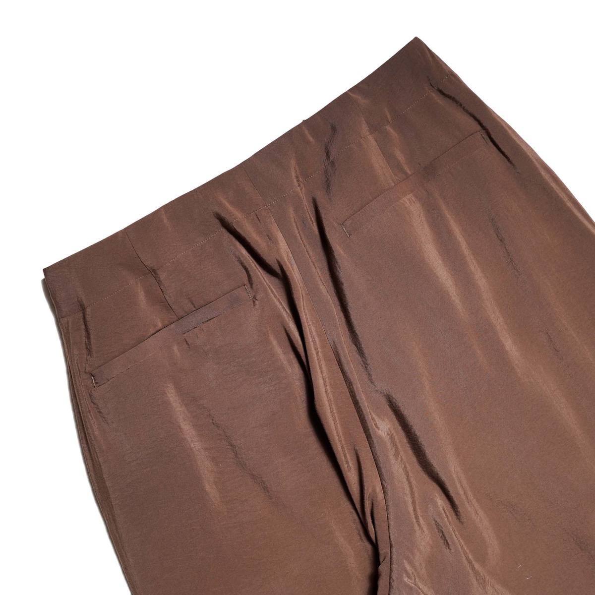 YLÈVE / RAYON-POLYESTER BROAD TROUSERS (Brown) ヒップポケット