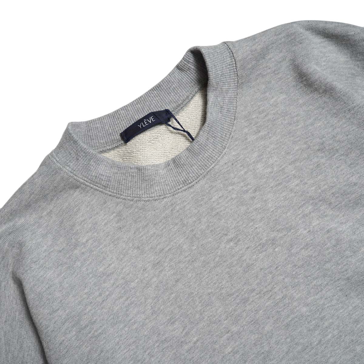 YLEVE / SOFT COTTON CUT OFF SWEAT SHIRT (L.Grey) ネック