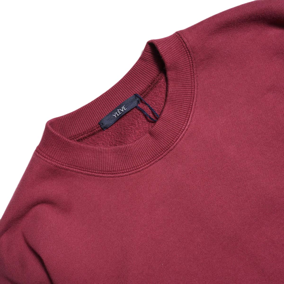 YLEVE / SOFT COTTON CUT OFF SWEAT SHIRT (Raspberry) ネック