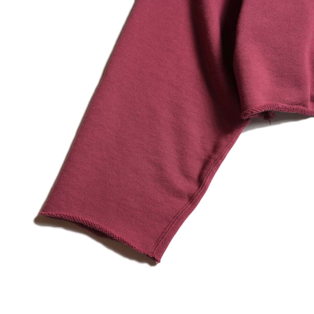 YLEVE / SOFT COTTON CUT OFF SWEAT SHIRT (Raspberry) 袖先