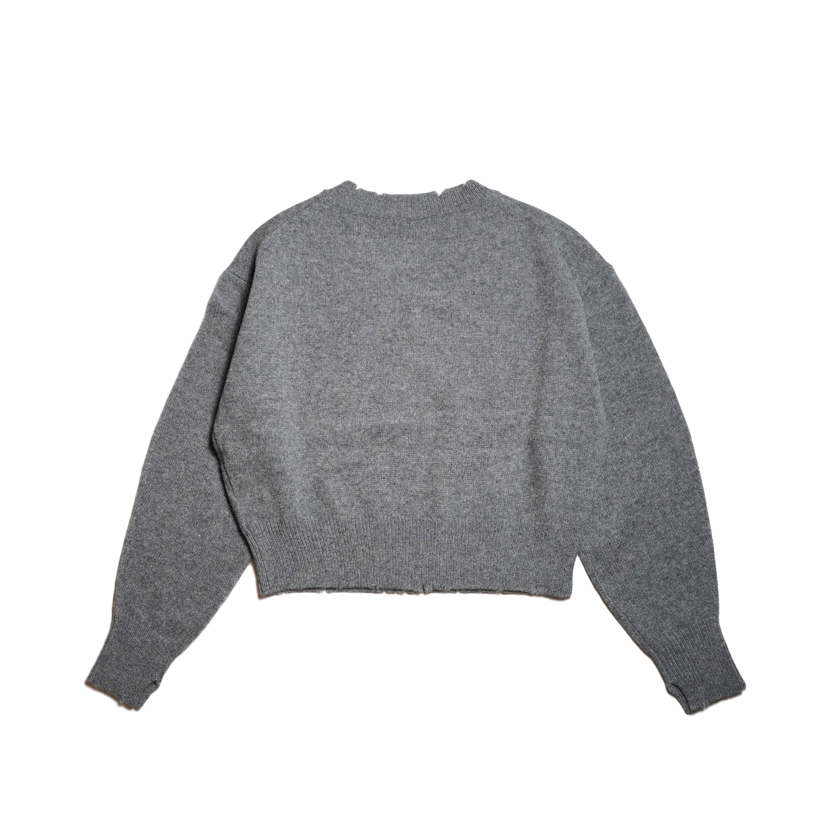 YLEVE / FRAYED EDGE V-NECK KNIT PULLOVER (Flannel) 背面