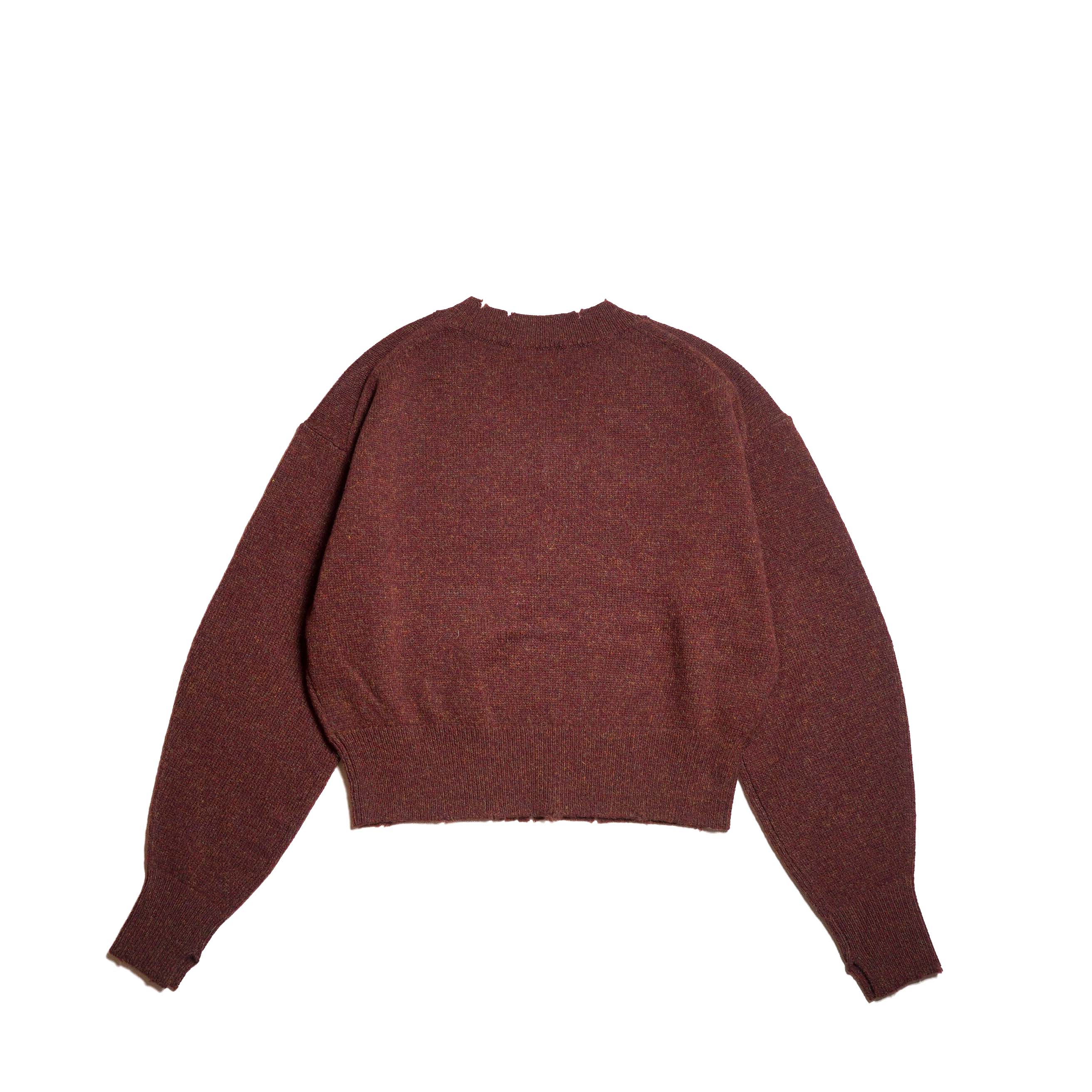 YLEVE / FRAYED EDGE V-NECK KNIT PULLOVER (Flannel) 背面