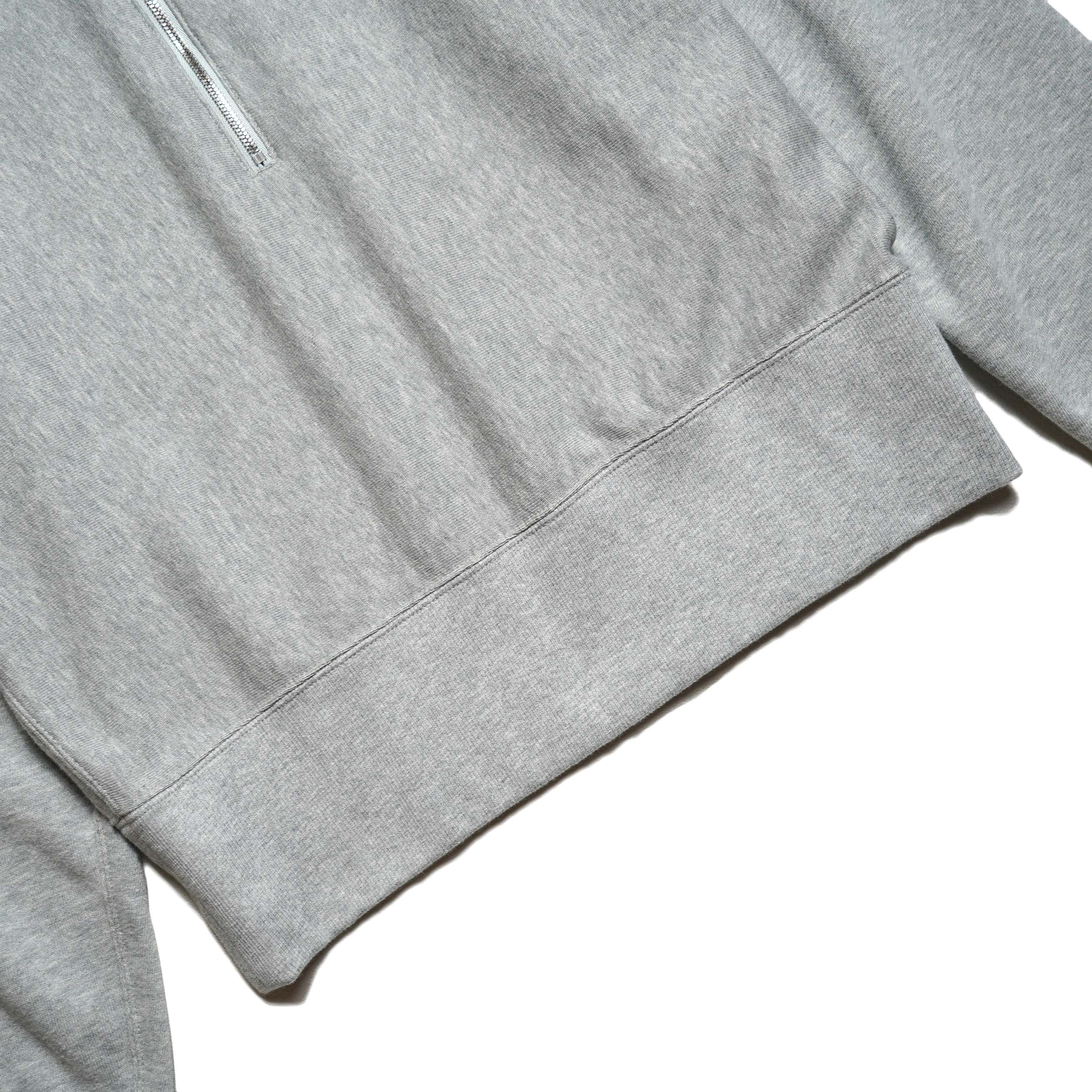 YLEVE / SOFT COTTON HALF ZIP SWEAT SHIRT (L.Grey) 裾