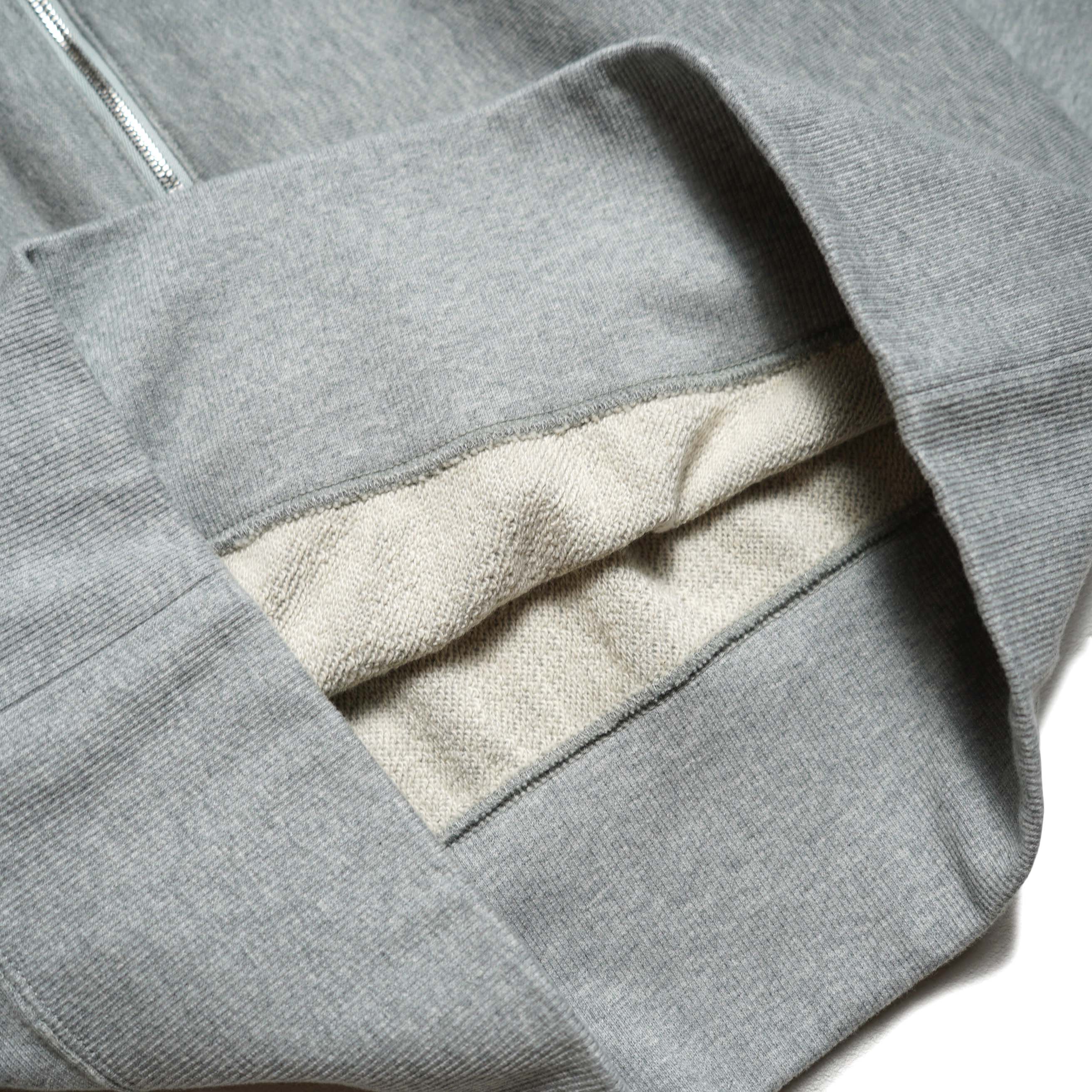YLEVE / SOFT COTTON HALF ZIP SWEAT SHIRT (L.Grey) 裏地