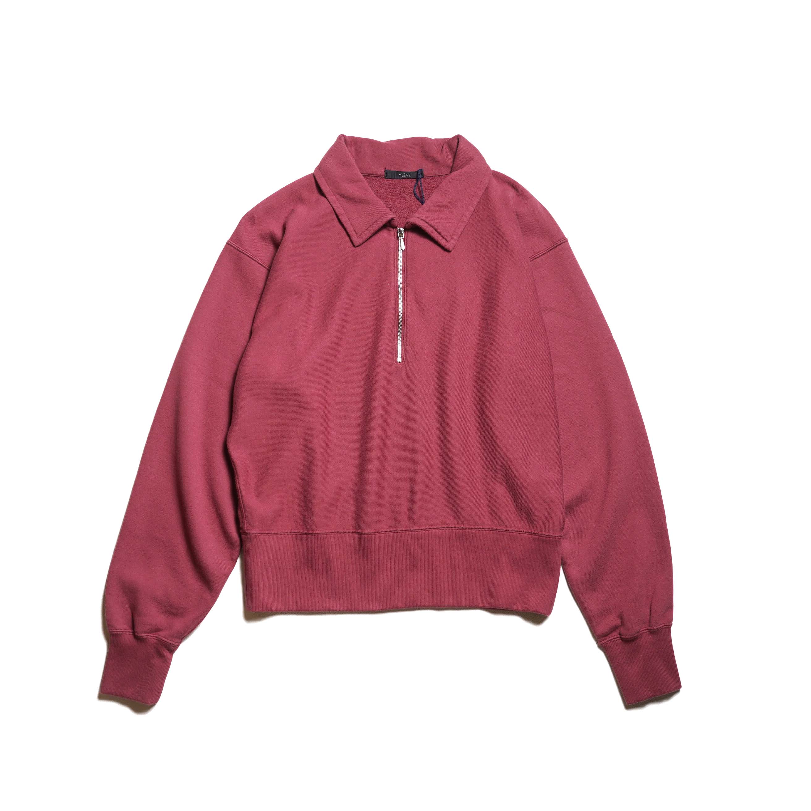 YLEVE / SOFT COTTON HALF ZIP SWEAT SHIRT (Raspberry)