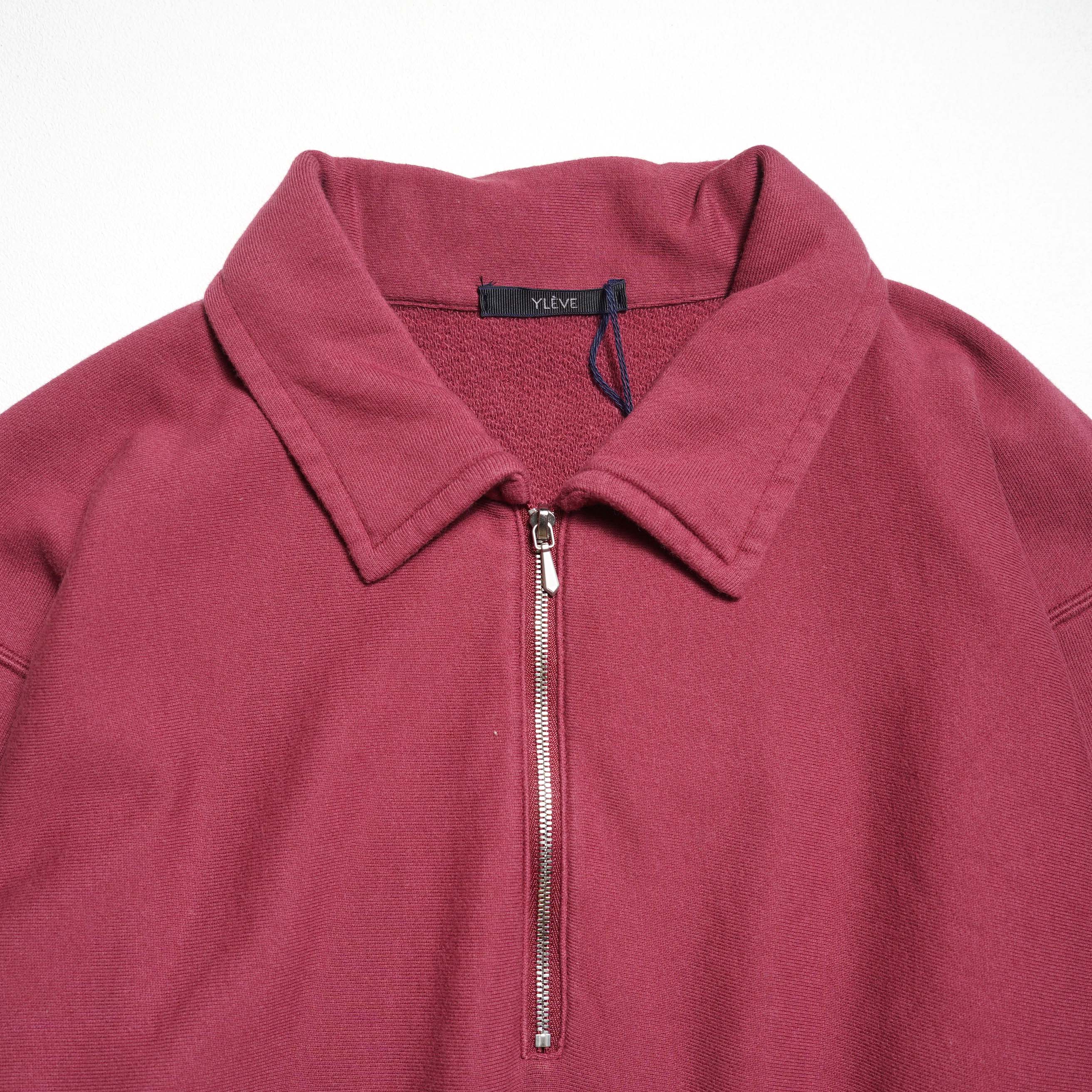 YLEVE / SOFT COTTON HALF ZIP SWEAT SHIRT (Raspberry) ネック
