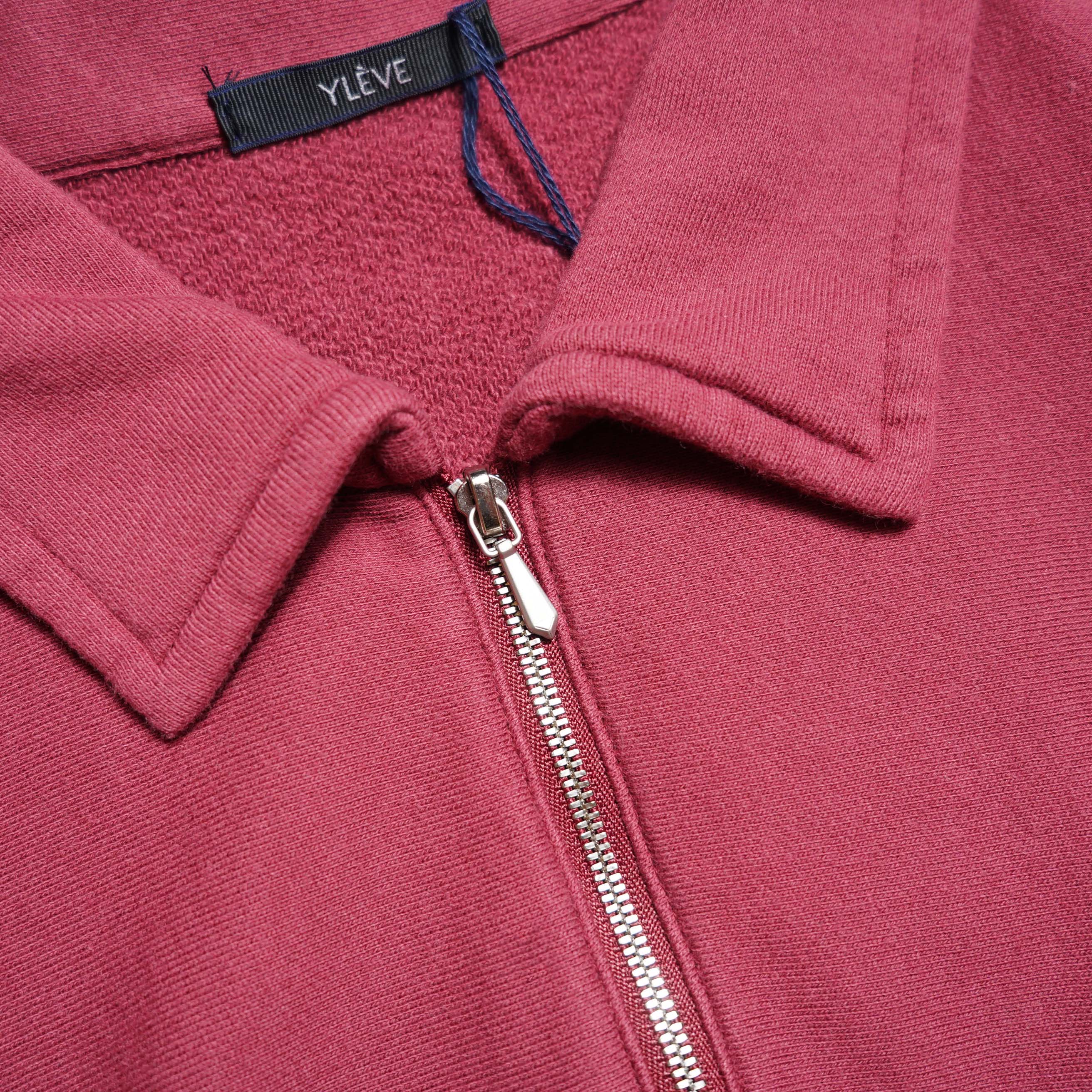 YLEVE / SOFT COTTON HALF ZIP SWEAT SHIRT (Raspberry) ファスナー