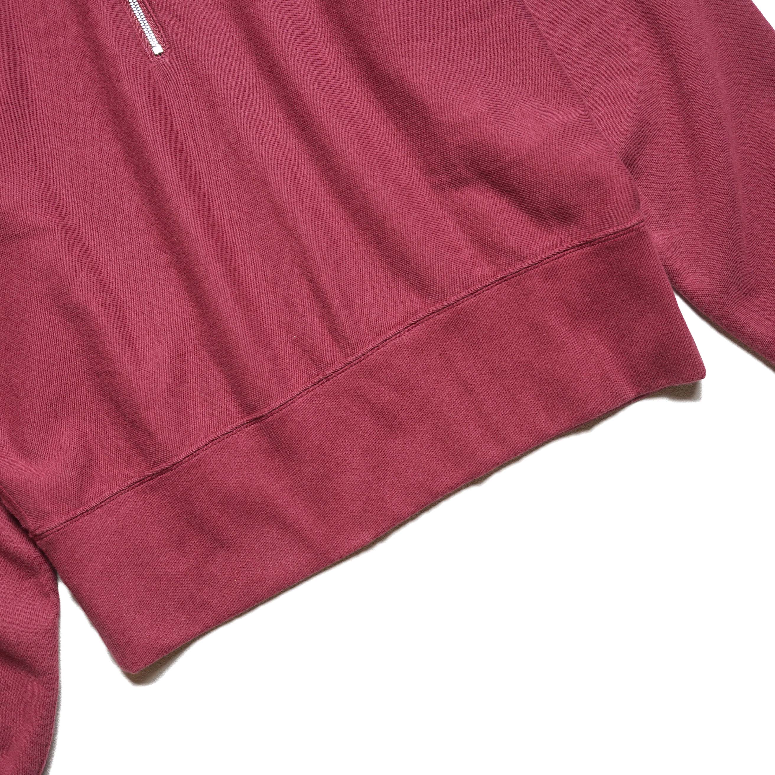 YLEVE / SOFT COTTON HALF ZIP SWEAT SHIRT (Raspberry) 裾