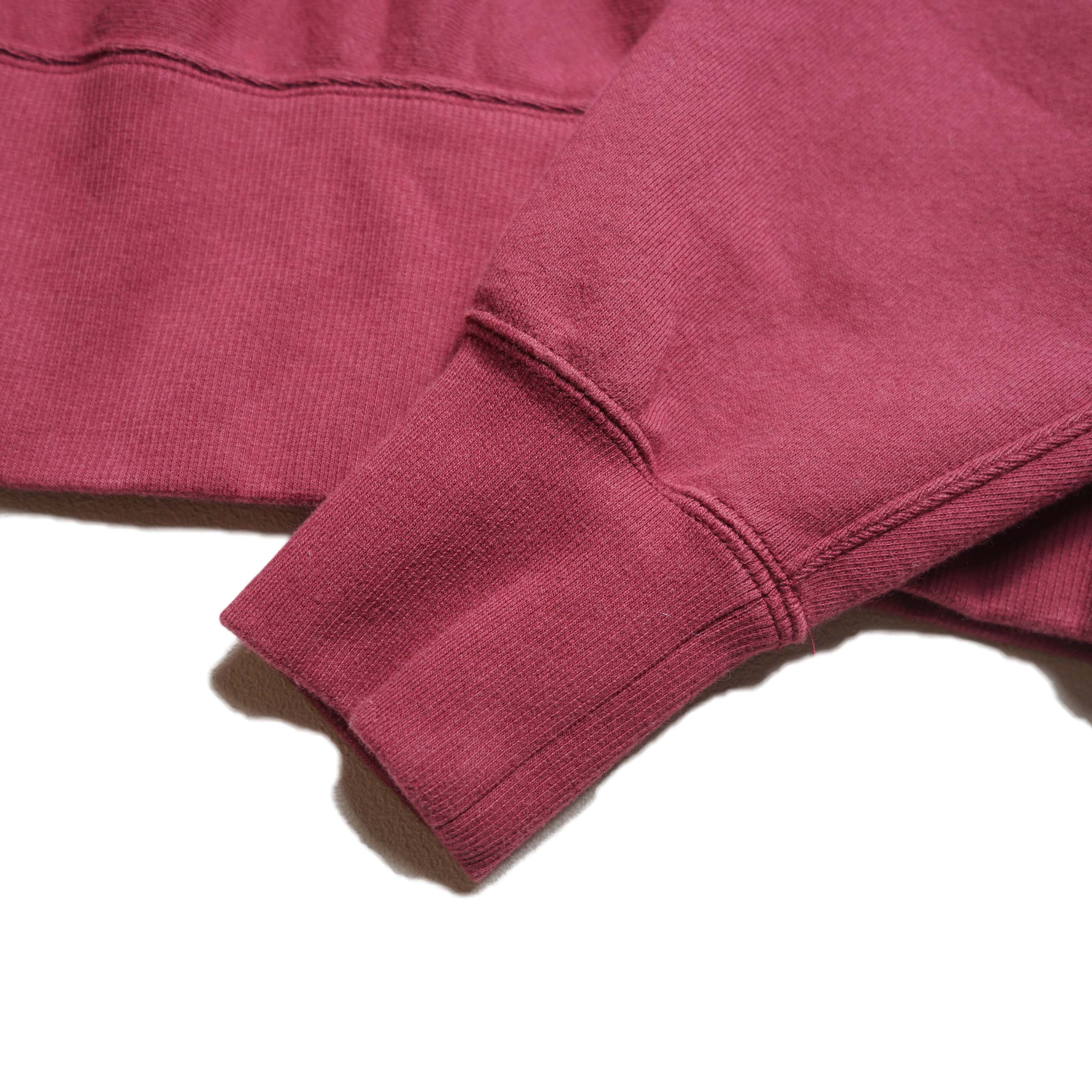 YLEVE / SOFT COTTON HALF ZIP SWEAT SHIRT (Raspberry) 袖先