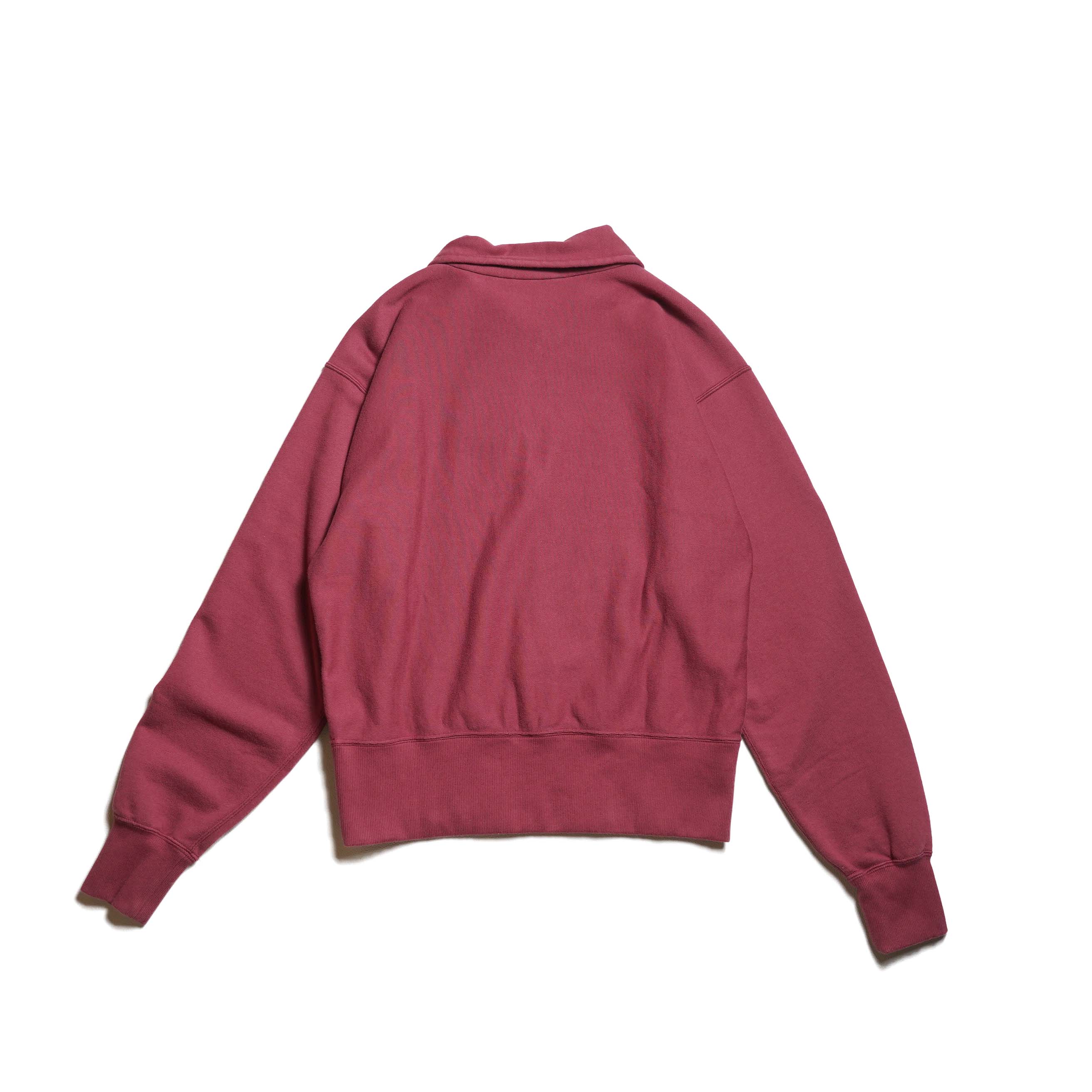 YLEVE / SOFT COTTON HALF ZIP SWEAT SHIRT (Raspberry) 背面