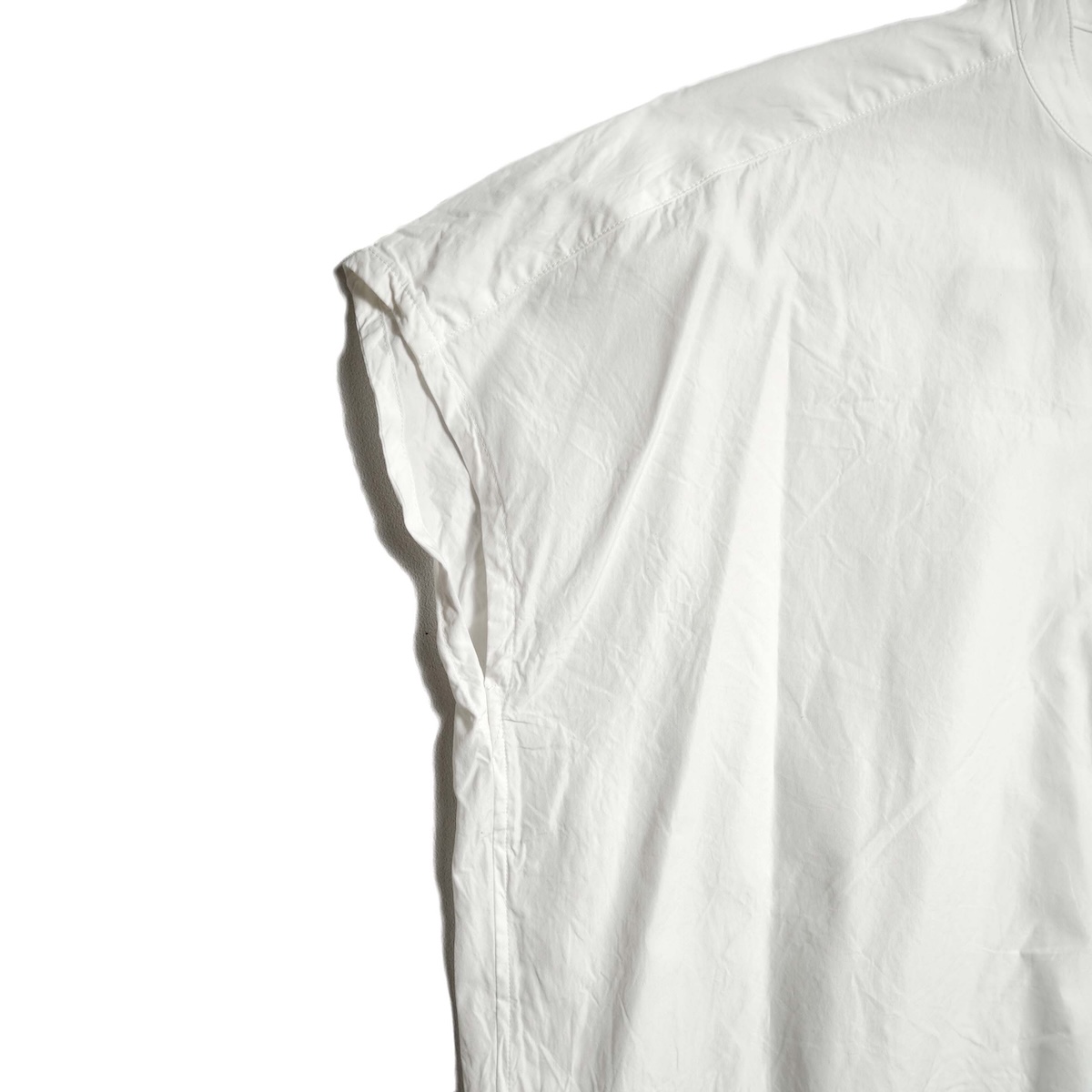 YLEVE / COTTON CUPRA HALF ZIP SHIRT (White) フレンチスリーブ